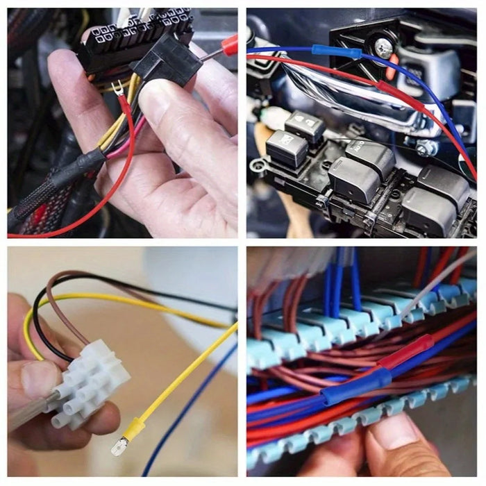 300Pcs Insulated Ring Terminals Assorted Kit Cold Press Electrical Wire Crimp Connectors - 2