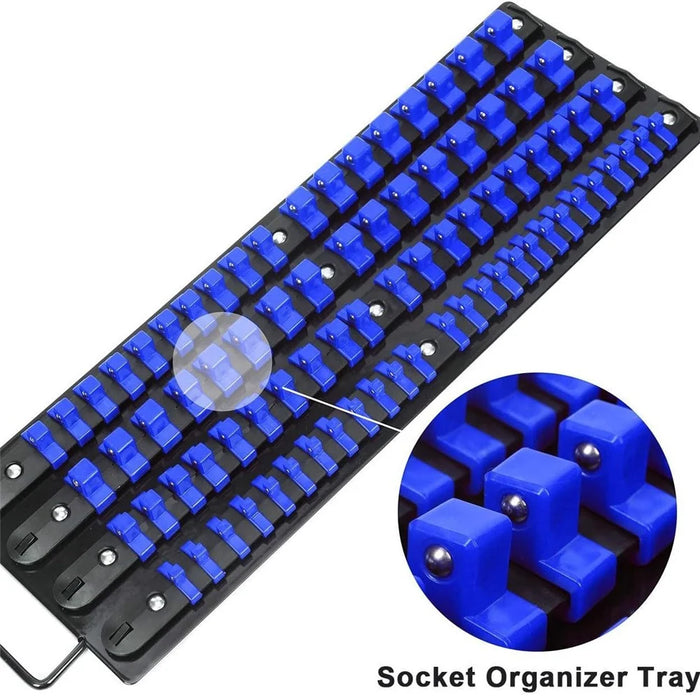 Handled Socket Organizer with 80 Socket , 1  /  4" 3  /  8" 1  /  2" Socket Holder for Workshop  /  Garage - Red - 3