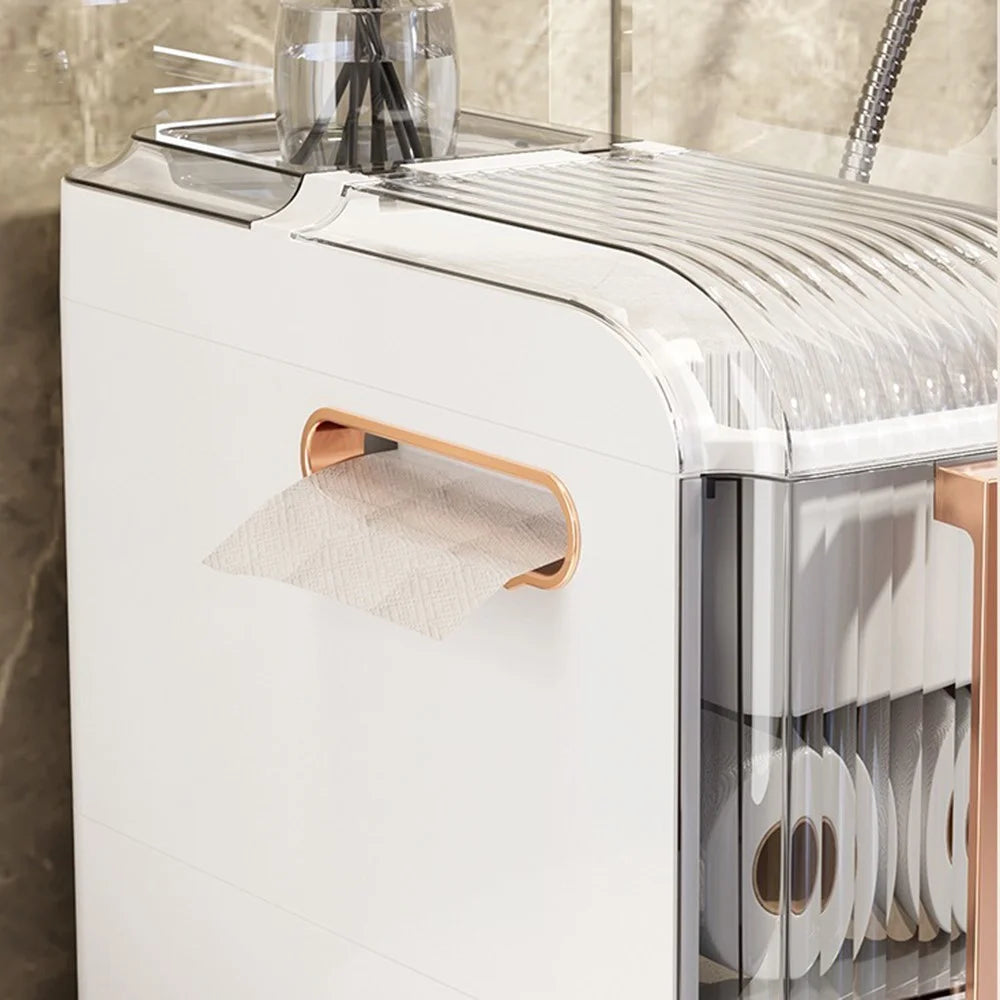 3 Tiers Slim Bathroom Storage Cabinet Plastic Narrow Space Organizer Drawer with Wheels - 7