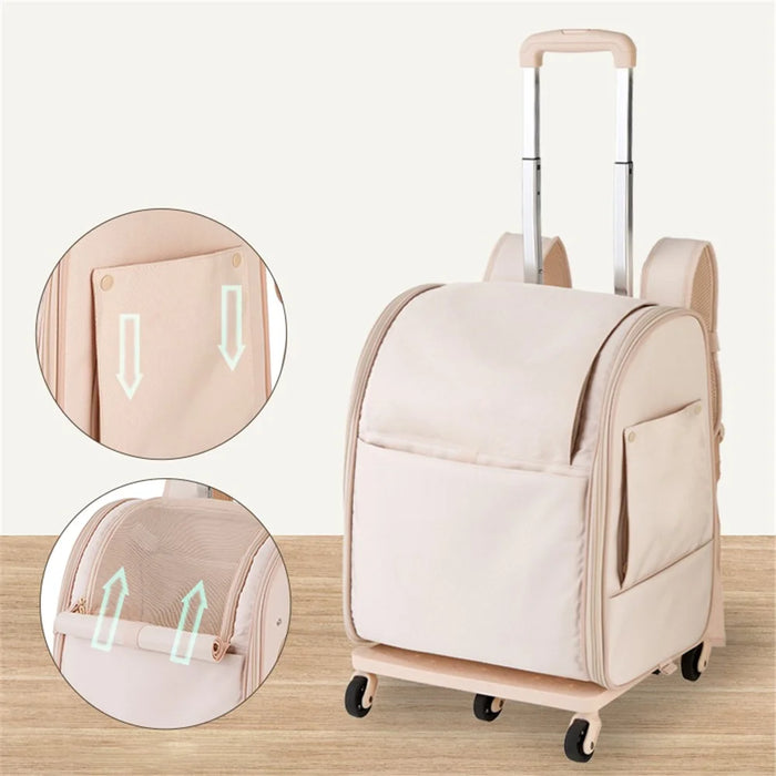 LDLC QS-090 Portable Foldable Environmental-friendly Lightweight Trolley Pet Gift Bag - Pink - 3