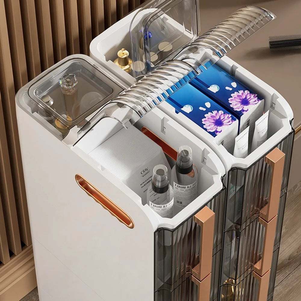 PP + ABS Slim Storage Cabinet Toilet Gap 2 Tier Clear Bathroom Organizer Rack with Wheels - 3
