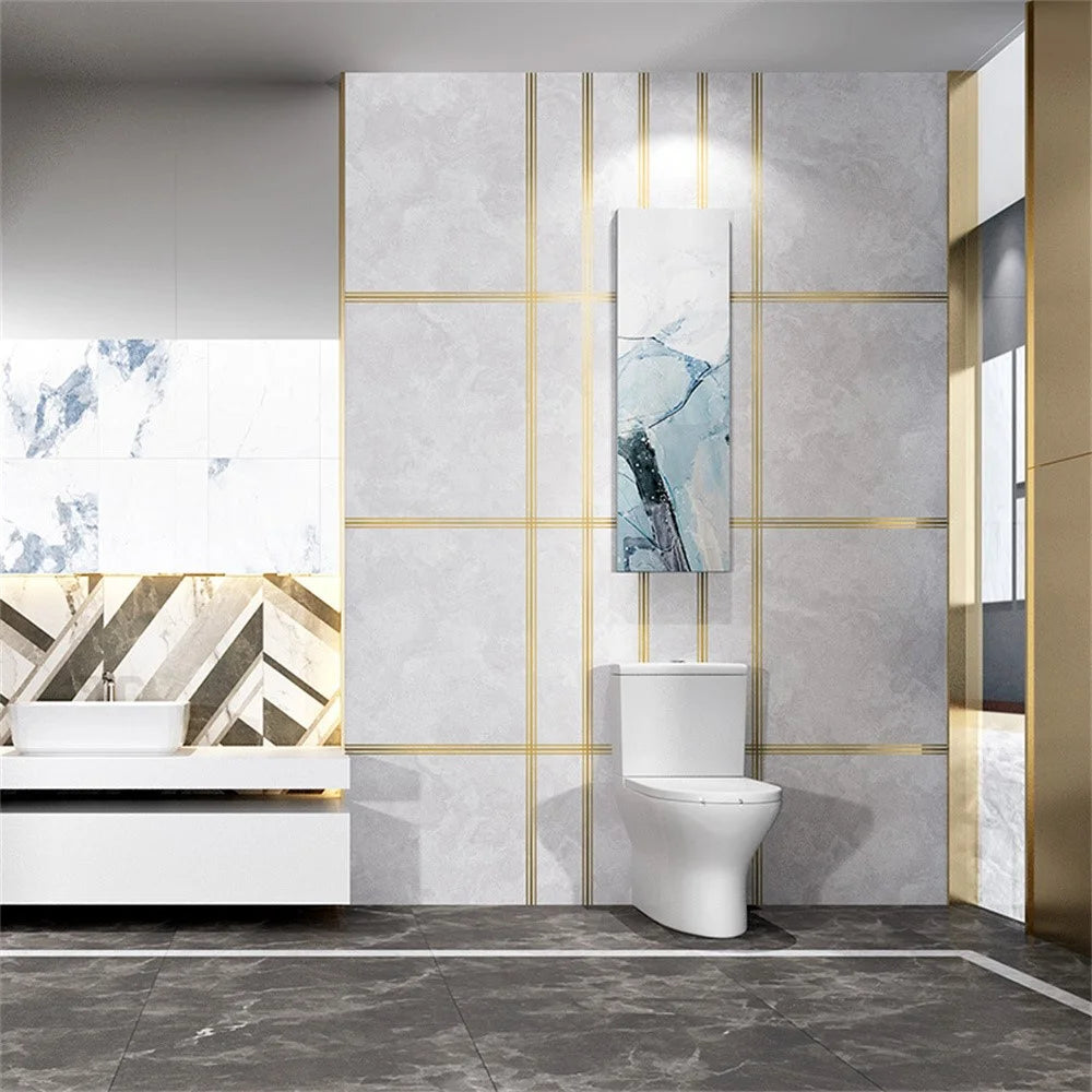 2.5cm PVC Gold Foil Floor Tile Tape Strip Wall Gap Seam Self Adhesive Decorative Sticker , Length 5m - 2