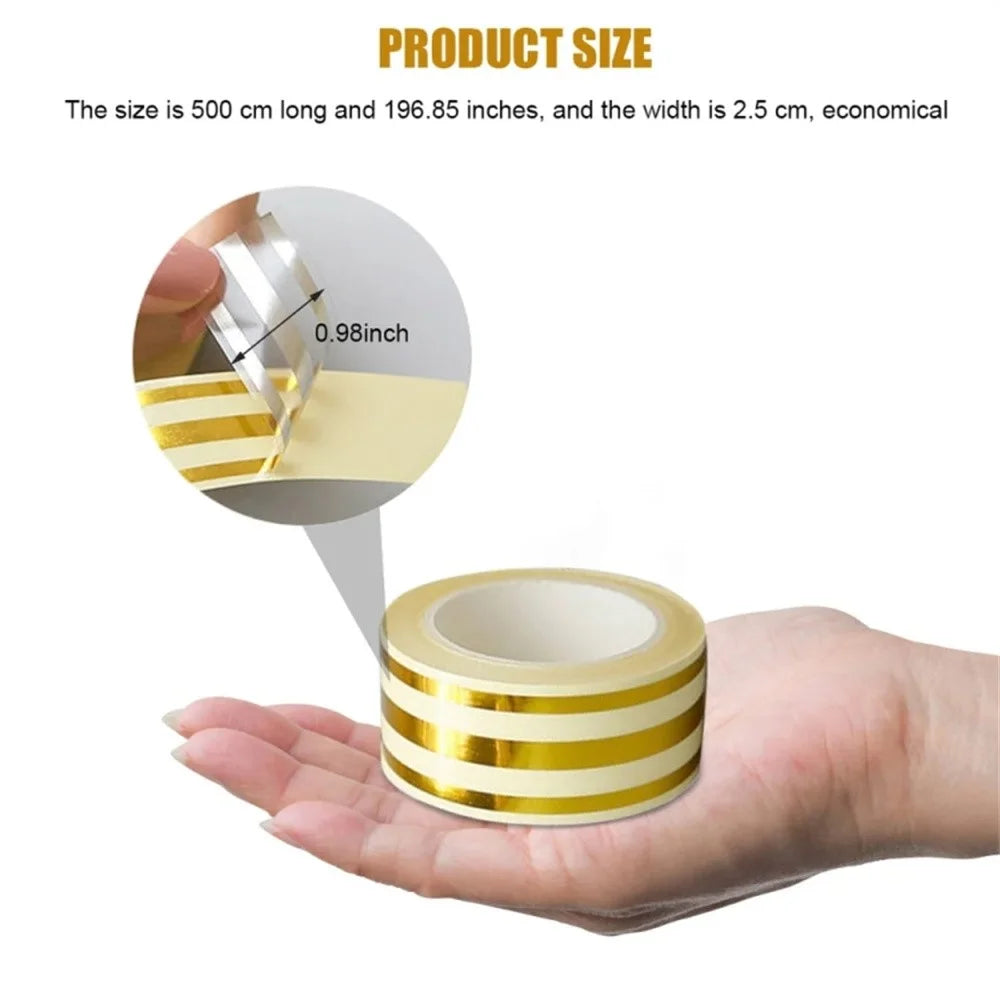 2.5cm PVC Gold Foil Floor Tile Tape Strip Wall Gap Seam Self Adhesive Decorative Sticker , Length 5m - 4