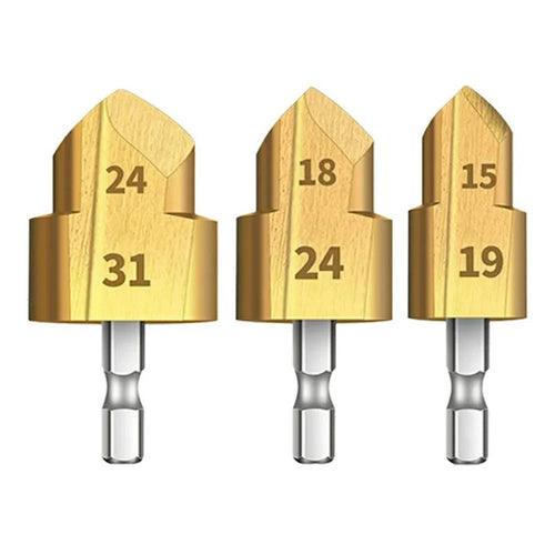 3Pcs / Set 2 Flute 20 + 25 + 32mm HSS Hex Shank PPR Pipe Reamer Drill Bit Step Drill Hole Opener for Water Pipe Expansion - 1