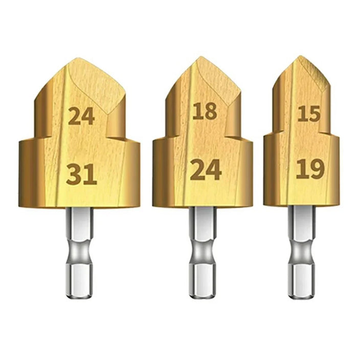3Pcs / Set 2 Flute 20 + 25 + 32mm HSS Hex Shank PPR Pipe Reamer Drill Bit Step Drill Hole Opener for Water Pipe Expansion - 1