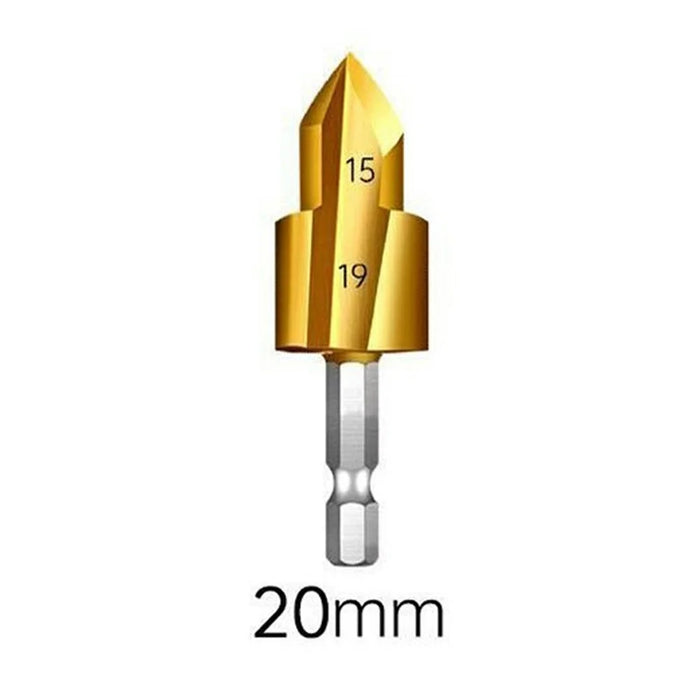 3 Flute 20mm HSS Hex Shank PPR Pipe Reamer Drill Bit Step Drill Hole Opener for Water Pipe Expansion - 3