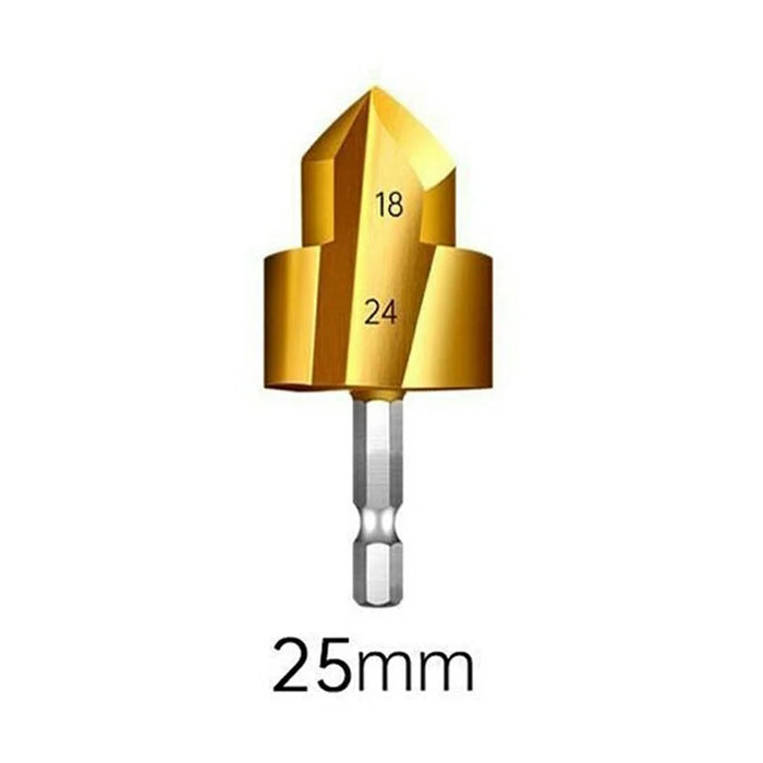 3 Flute 25mm HSS Hex Shank PPR Pipe Reamer Drill Bit Step Drill Hole Opener for Water Pipe Expansion - 3