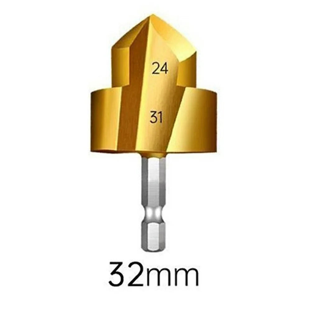 3 Flute 32mm HSS Hex Shank PPR Pipe Reamer Drill Bit Step Drill Hole Opener for Water Pipe Expansion - 6