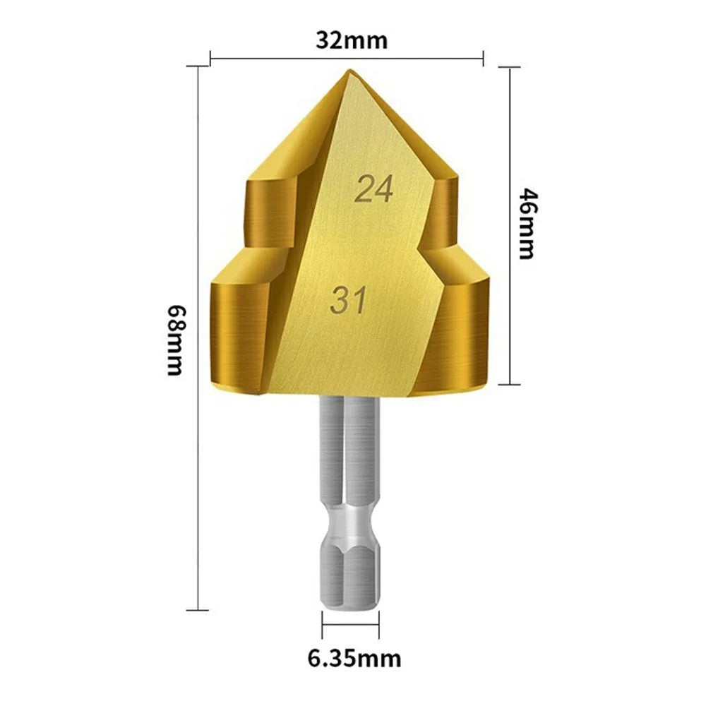 3 Flute 32mm HSS Hex Shank PPR Pipe Reamer Drill Bit Step Drill Hole Opener for Water Pipe Expansion - 7