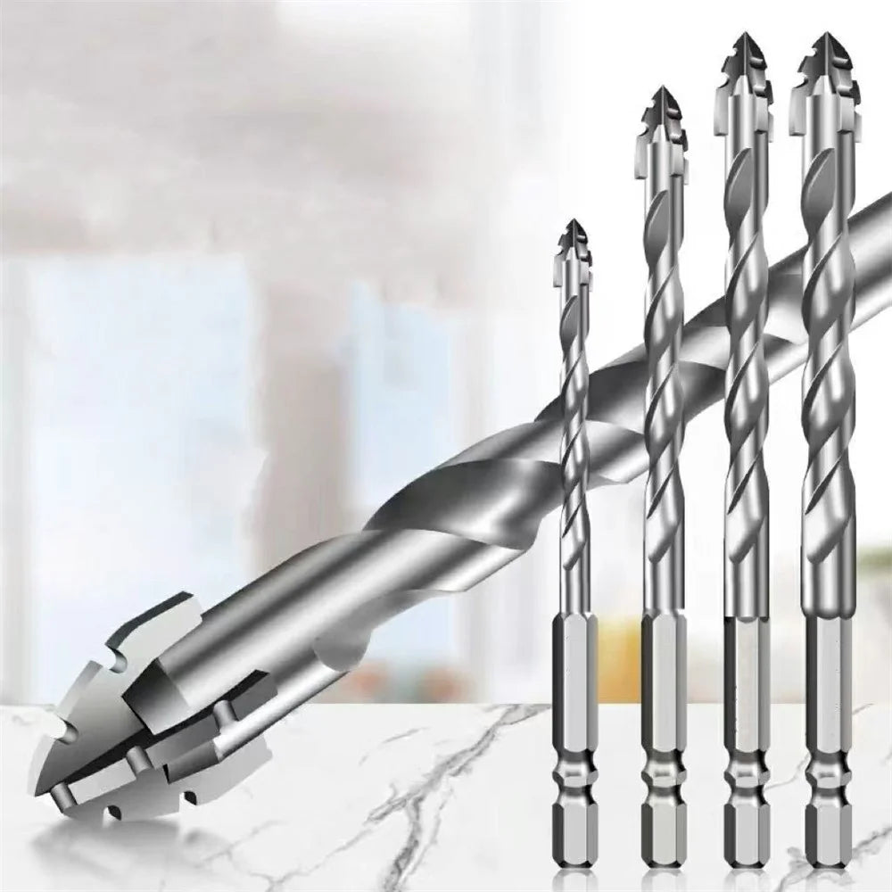 4Pcs / Set 6 / 8 / 10 / 12mm Alloy Steel Four Flutes Sawtooth Eccentric Drill Bit for Glass Tile Ceramic Drilling Tool - 1