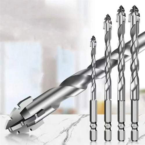 4Pcs / Set 6 / 8 / 10 / 12mm Alloy Steel Four Flutes Sawtooth Eccentric Drill Bit for Glass Tile Ceramic Drilling Tool - 1