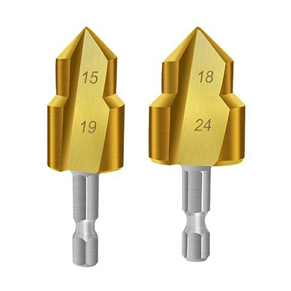 2Pcs / Set 3 Flute 20 + 25mm HSS Hex Shank PPR Pipe Reamer Drill Bit Step Drill Hole Opener for Water Pipe Expansion - 1