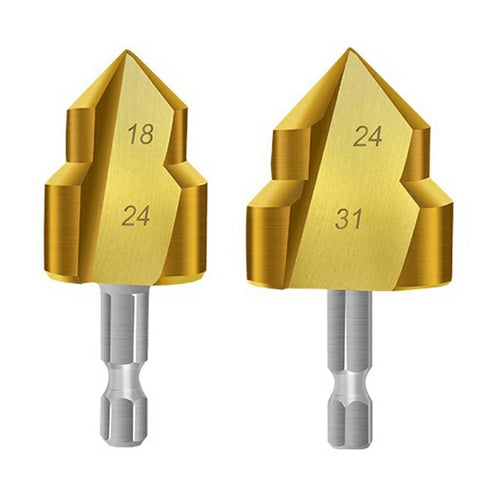 2Pcs / Set 3 Flute 25 + 32mm HSS Hex Shank PPR Pipe Reamer Drill Bit Step Drill Hole Opener for Water Pipe Expansion - 1