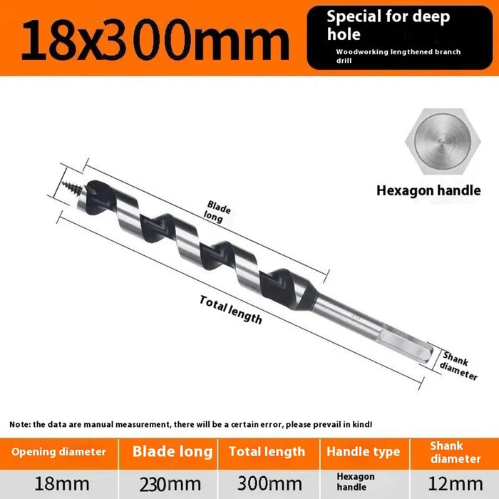 18 x 300mm Deep Hole Extended Auger Drill Bit Woodworking Hex Shank Bit for Electric Drill  /  Bench Drill - 7