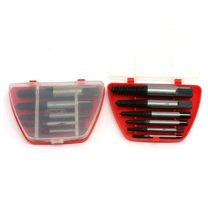 6Pcs Damaged Screw Extractor Set High Carbon Steel Broken Bolt Remover Kit Woodworking Tool - 1