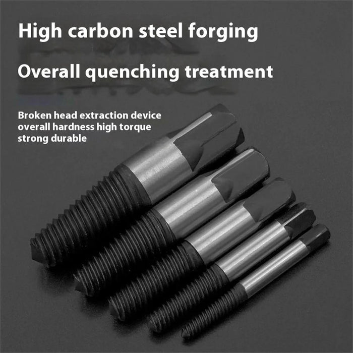 6Pcs Damaged Screw Extractor Set High Carbon Steel Broken Bolt Remover Kit Woodworking Tool - 2