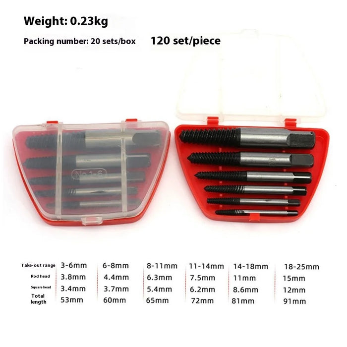 6Pcs Damaged Screw Extractor Set High Carbon Steel Broken Bolt Remover Kit Woodworking Tool - 5