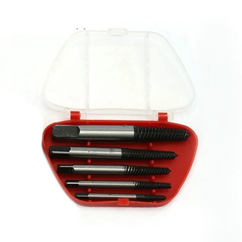 5Pcs Damaged Screw Extractor Set High Carbon Steel Broken Bolt Remover Kit Woodworking Tool - 1