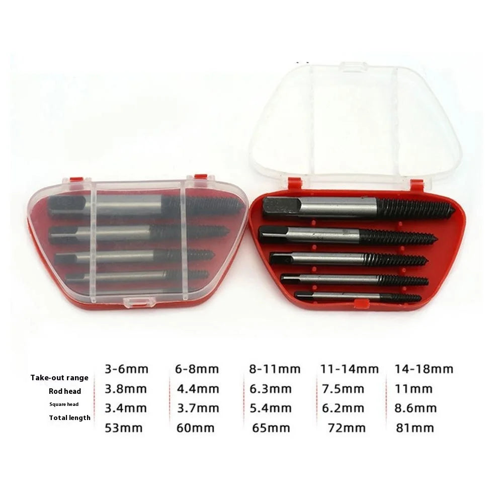 5Pcs Damaged Screw Extractor Set High Carbon Steel Broken Bolt Remover Kit Woodworking Tool - 5