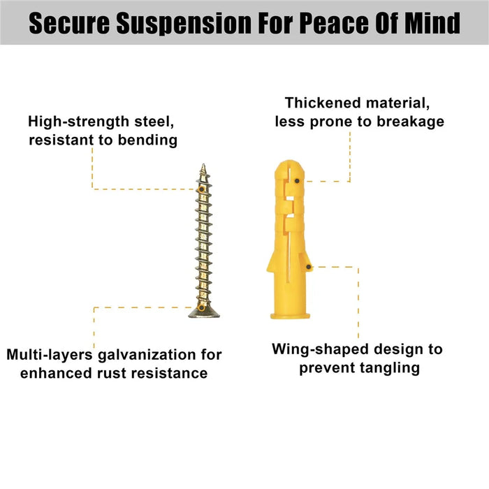270Pcs / Set Expansion Bolt Self-Tapping Screws Wall Plugs for Brick Concrete Drywall Wood - 5
