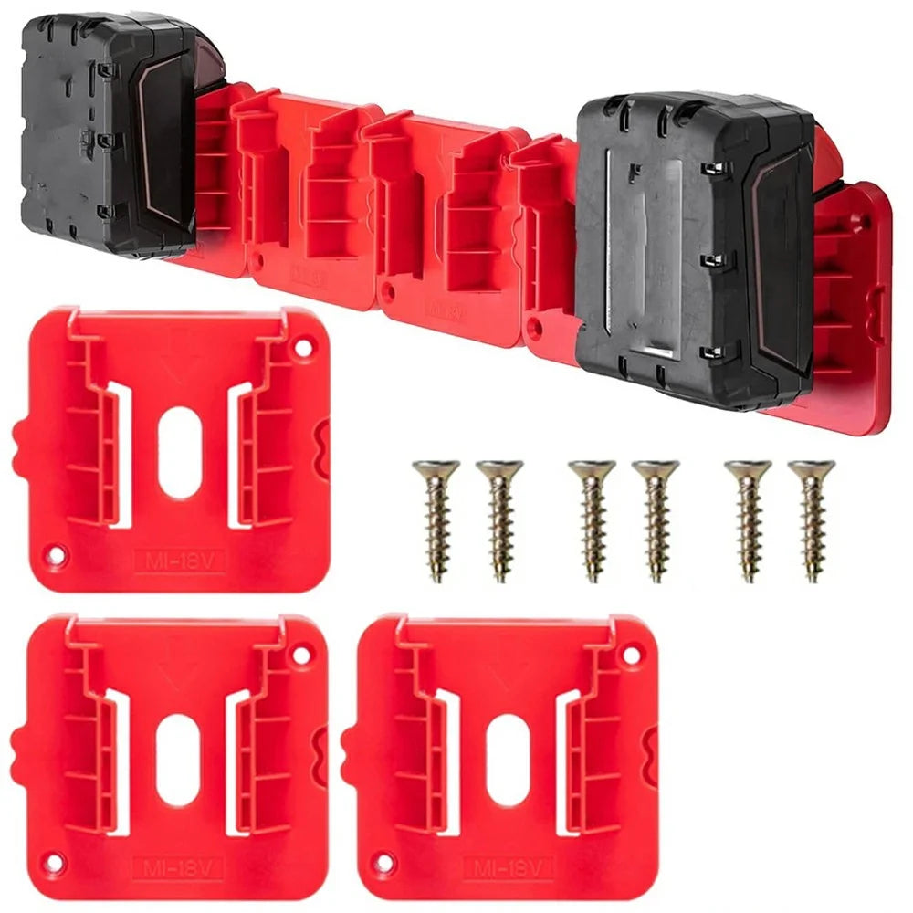 RIS-M-1 3Pcs For Milwaukee M18 18V Battery Holder Shelf Wall Mount Hanger Storage Rack - 1