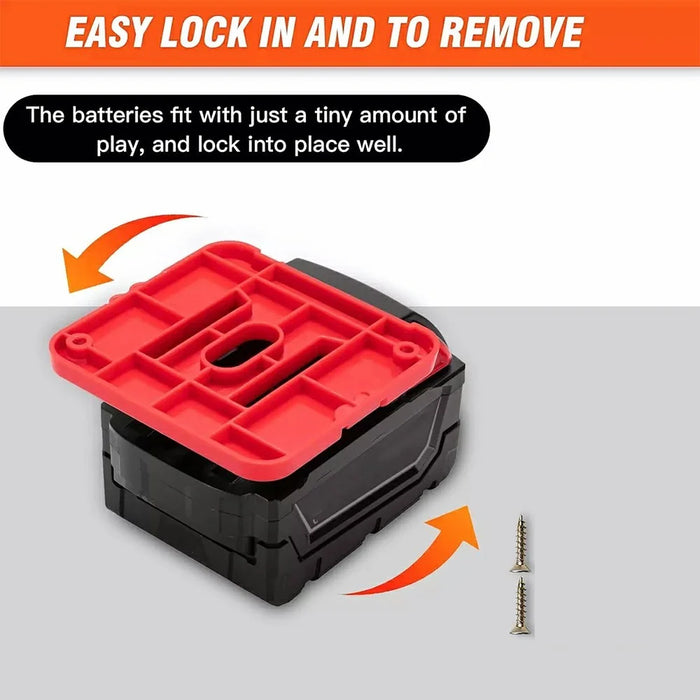 RIS-M-1 3Pcs For Milwaukee M18 18V Battery Holder Shelf Wall Mount Hanger Storage Rack - 4