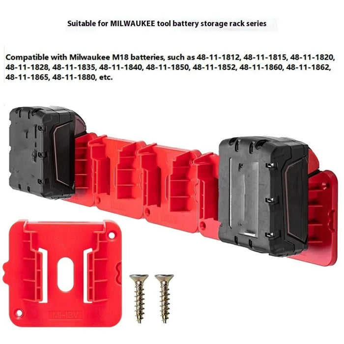 RIS-M-1 10Pcs For Milwaukee M18 18V Battery Holder Shelf Wall Mount Hanger Storage Rack - 5