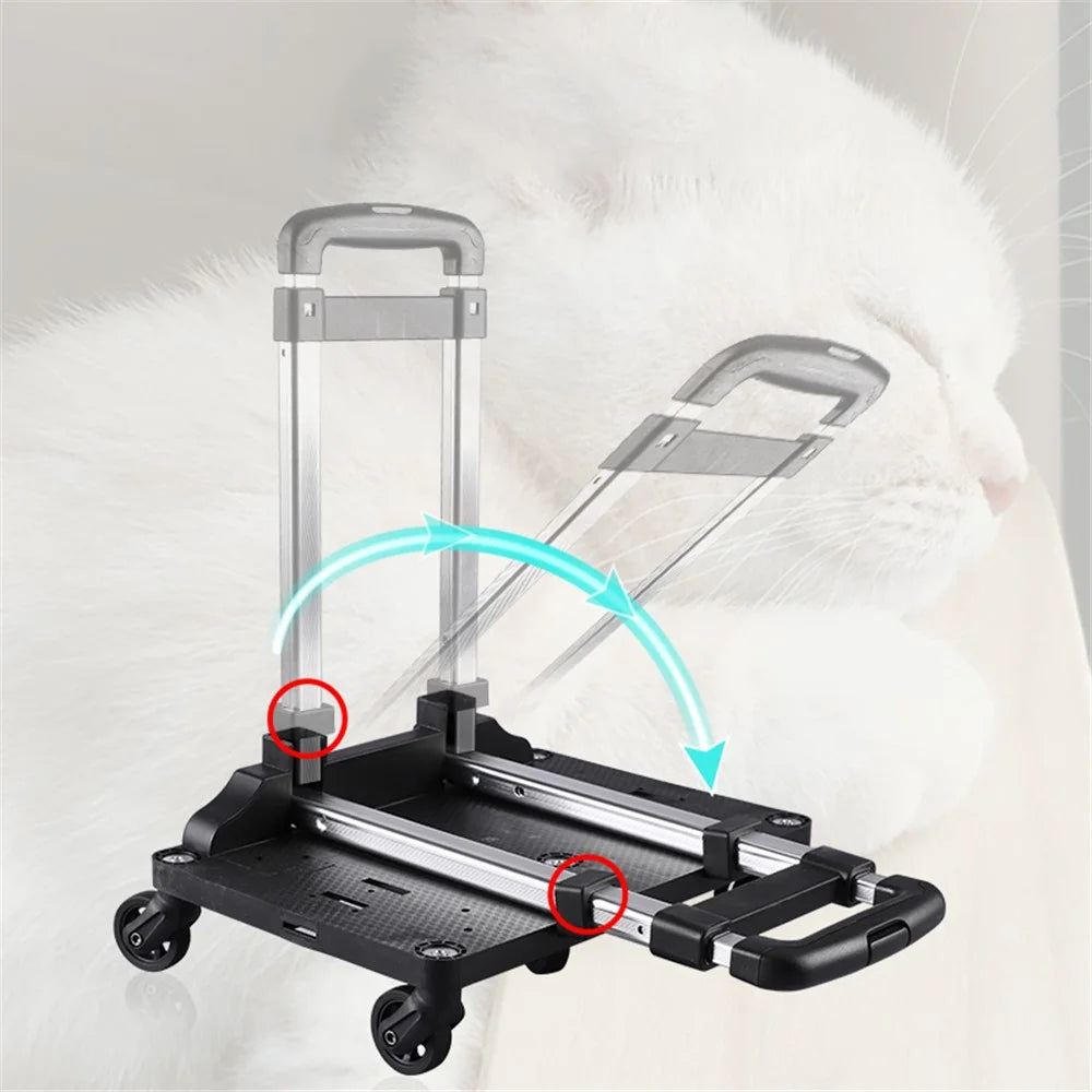 LDLC QS-052 Foldable Trolley Rod Design Pet Bag Breathable Dog Cat Backpack Scalable Outdoor Travel Pet Gift Carrier - Light Grey - 4