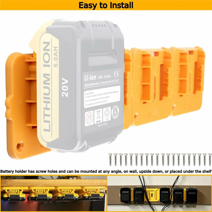 RIS-DW-1 10Pcs For Dewalt 20V / 60V DCB200 Battery Holder Wall Storage Mounts Battery Rack - 7
