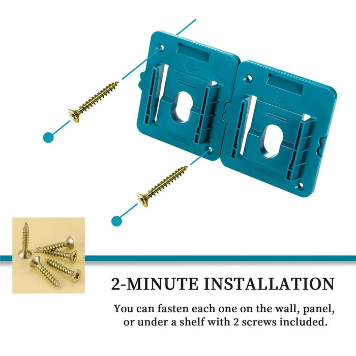 RIS-MA-1 1Pc For Makita 18V BL1815 BL1820 Battery Holder Tool Hanger Storage Rack Wall Mount - 3