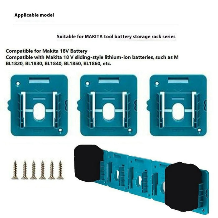 RIS-MA-1 3Pcs For Makita 18V BL1815 BL1820 Battery Holder Tool Hanger Storage Rack Wall Mount - 4