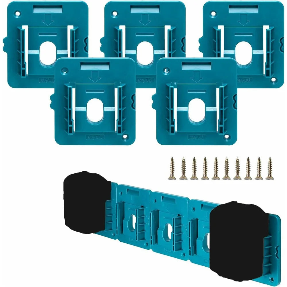 RIS-MA-1 5Pcs For Makita 18V BL1815 BL1820 Battery Holder Tool Hanger Storage Rack Wall Mount - 1