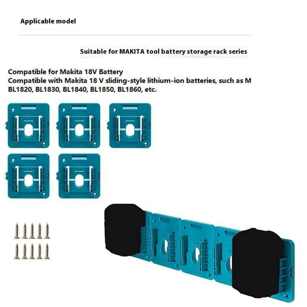 RIS-MA-1 5Pcs For Makita 18V BL1815 BL1820 Battery Holder Tool Hanger Storage Rack Wall Mount - 4