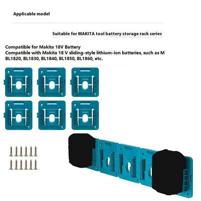 RIS-MA-1 6Pcs For Makita 18V BL1815 BL1820 Battery Holder Tool Hanger Storage Rack Wall Mount - 4