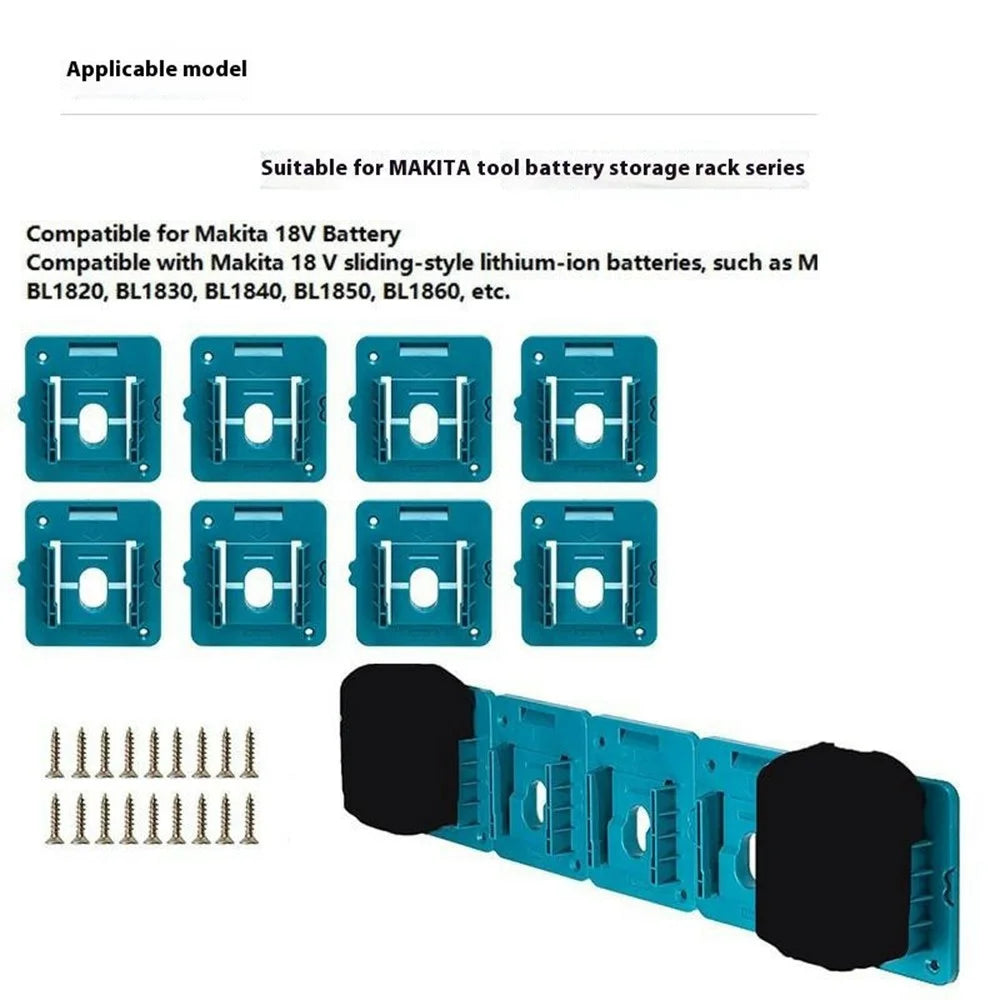 RIS-MA-1 8Pcs For Makita 18V BL1815 BL1820 Battery Holder Tool Hanger Storage Rack Wall Mount - 4