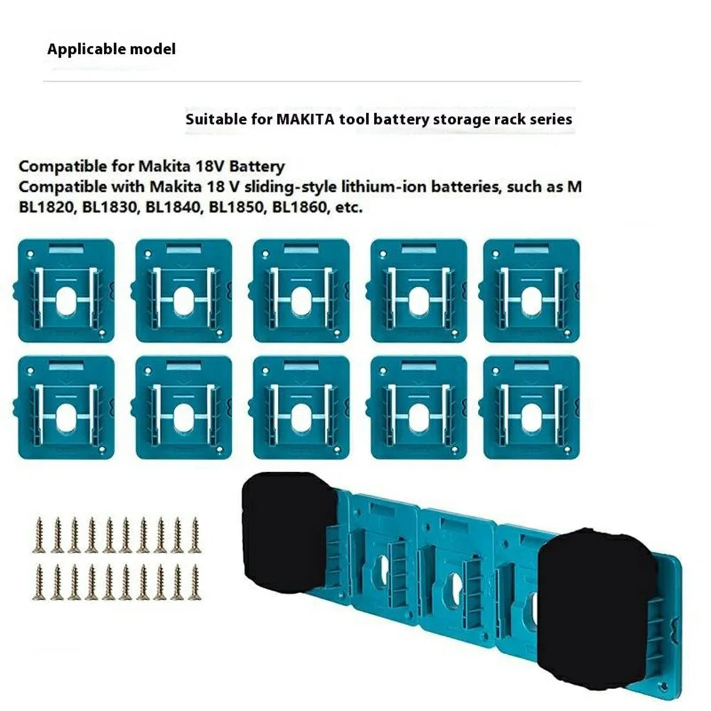 RIS-MA-1 10Pcs For Makita 18V BL1815 BL1820 Battery Holder Tool Hanger Storage Rack Wall Mount - 4