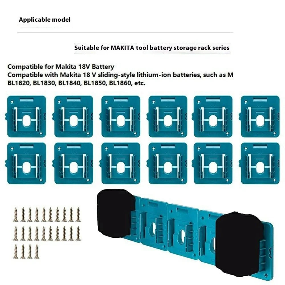 RIS-MA-1 12Pcs For Makita 18V BL1815 BL1820 Battery Holder Tool Hanger Storage Rack Wall Mount - 4