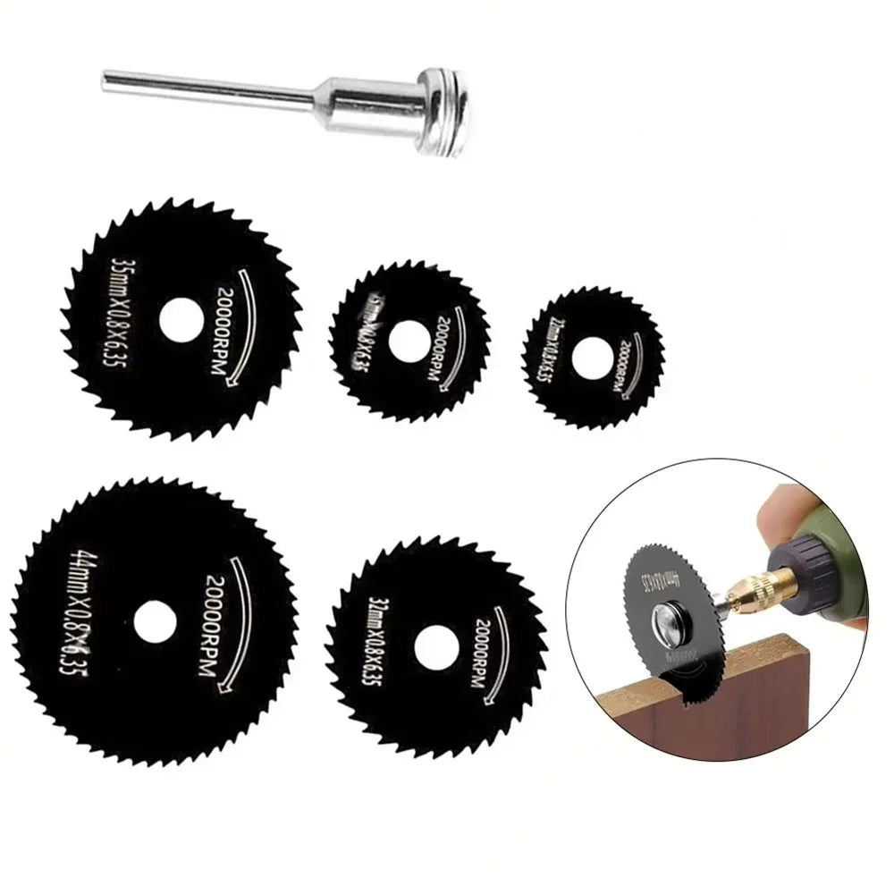 5Pcs HSS Mini Circular Saw Blades Wood Metal Cutting Electric Drill Rotary Blades with 3.17mm Connecting Rod - 1
