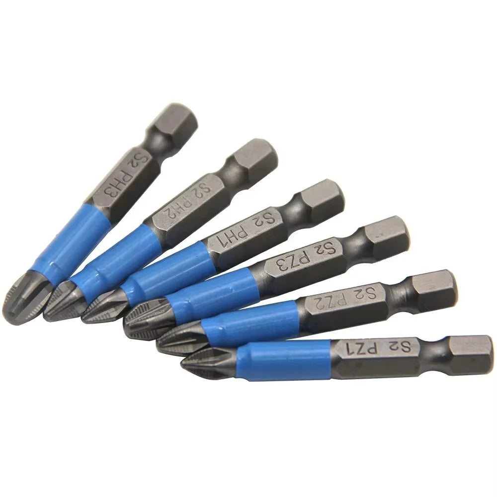 6Pcs S2 Steel Anti-Slip Screwdriver Bits PH1 / PH2 / PH3 / PZ1 / PZ2 / PZ3 Electric Screwdriver Bit Set - 2