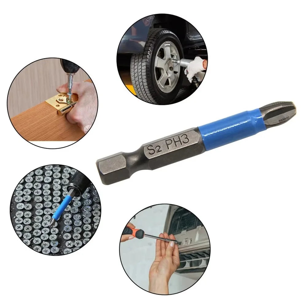 6Pcs S2 Steel Anti-Slip Screwdriver Bits PH1 / PH2 / PH3 / PZ1 / PZ2 / PZ3 Electric Screwdriver Bit Set - 3