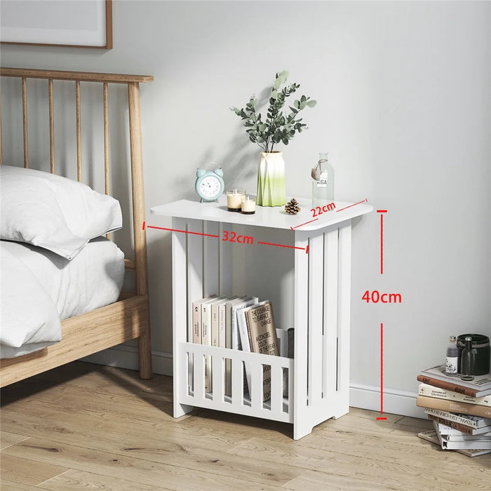 Wood-Plastic Board Nightstand Storage Cabinet Bedroom Living Room Side Table, 40cm Height Single Layer - 2