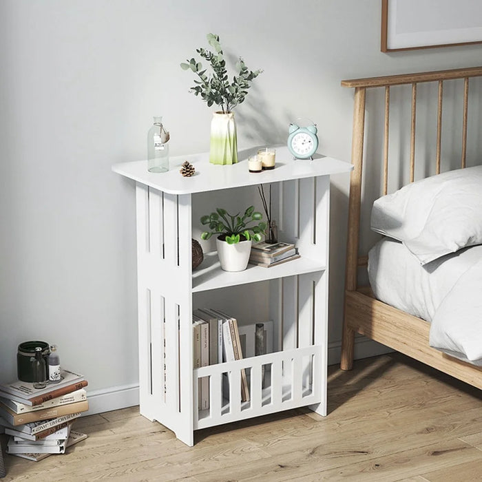 Wood-Plastic Board Nightstand Storage Cabinet Bedroom Living Room Side Table, 50cm Height - 2