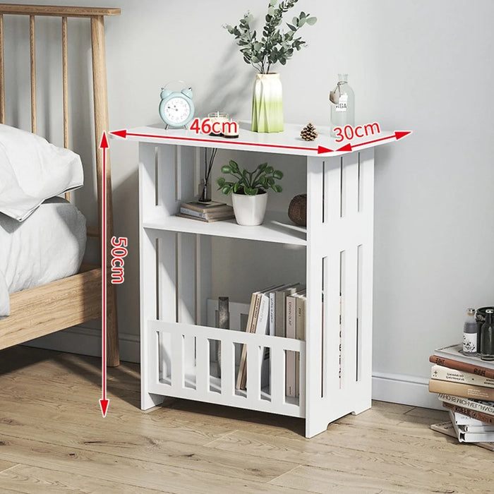 Wood-Plastic Board Nightstand Storage Cabinet Bedroom Living Room Side Table, 50cm Height - 4