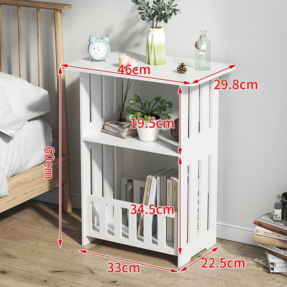 Wood-Plastic Board Nightstand Storage Cabinet Bedroom Living Room Side Table, 60cm Height - 4