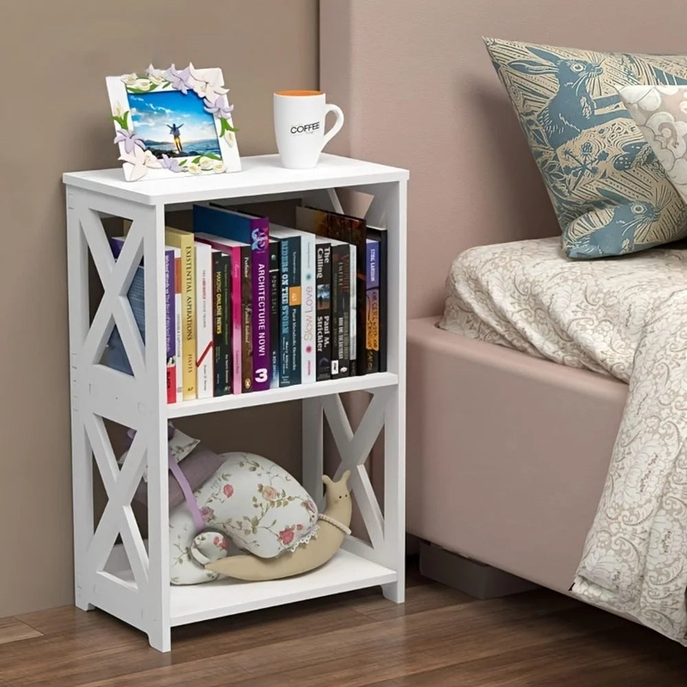 Wood-Plastic Board Bedside Storage Rack Bedroom Bathroom Books Toiletries Multi-Layer Organizer - 3