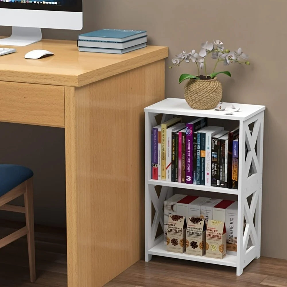 Wood-Plastic Board Bedside Storage Rack Bedroom Bathroom Books Toiletries Multi-Layer Organizer - 6