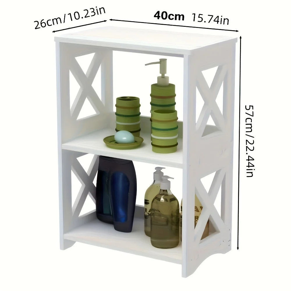 Wood-Plastic Board Bedside Storage Rack Bedroom Bathroom Books Toiletries Multi-Layer Organizer - 7