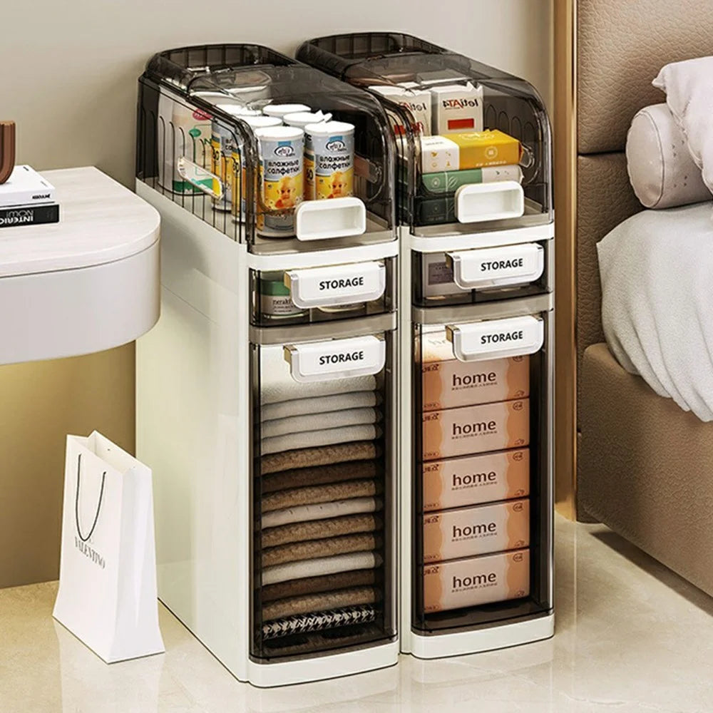 Bathroom Slim Storage Cabinet Waterproof Dustproof 3 Tier Transparent Organizer For Toilet Side - 2