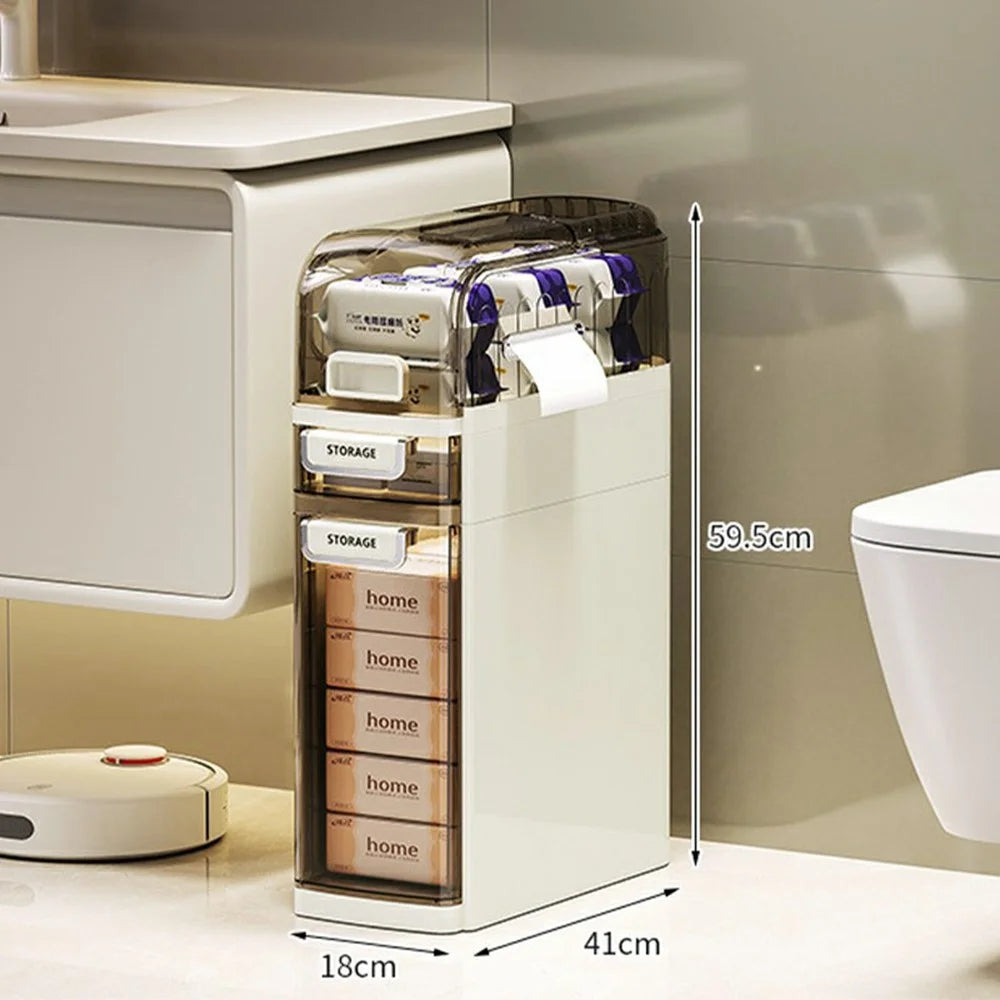 Bathroom Slim Storage Cabinet Waterproof Dustproof 3 Tier Transparent Organizer For Toilet Side - 4