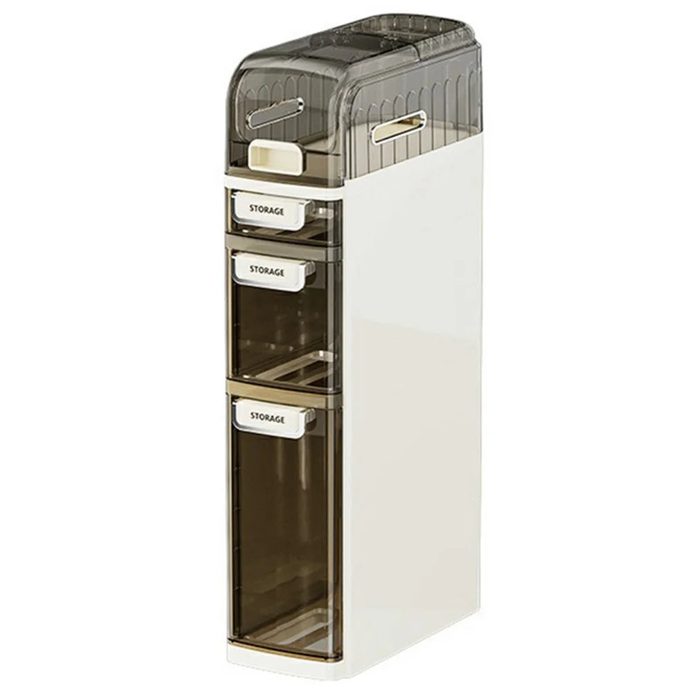 4-Tier Bathroom Slim Storage Cabinet Transparent Dustproof Organizer For Toilet Side - 1